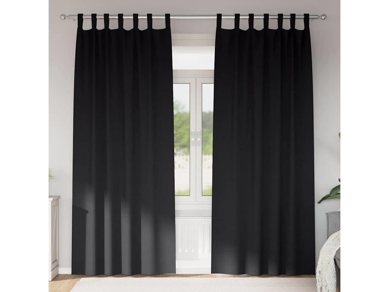  Lot de 2 rideaux occultants, rideaux black-out avec anneaux noir 245 x 140 cm cf44715  - Conforama B