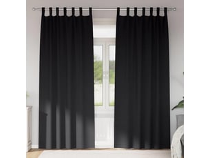 Lot de 2 rideaux occultants, rideaux black-out avec anneaux noir 245 x 140 cm cf44715