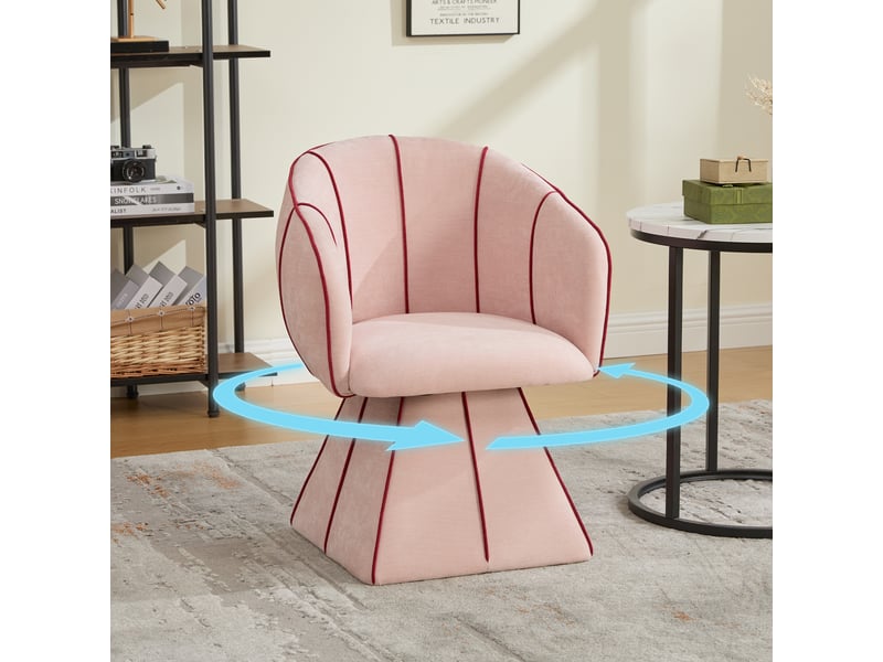  Fauteuil pivotant,56x54x74,5 cm,avec dossier haut ergonomique,chenille,rose  - Conforama B