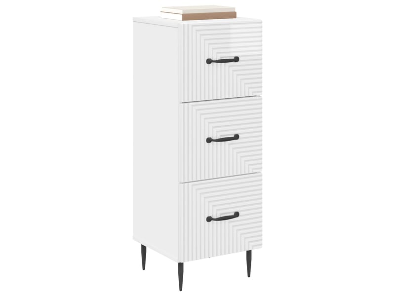 Armoire de rangement bureau, armoire à tiroirs blanc brillant 33 x 34,5 x 89,5 cm - Conforama C