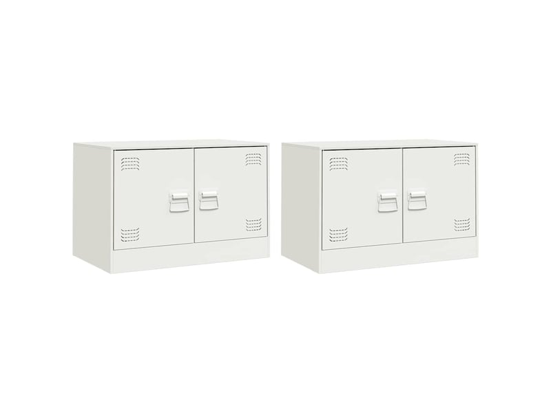  Lot de 2 meuble tv bas salon blanc 67x39x44 cm acier shl67403  - Conforama A