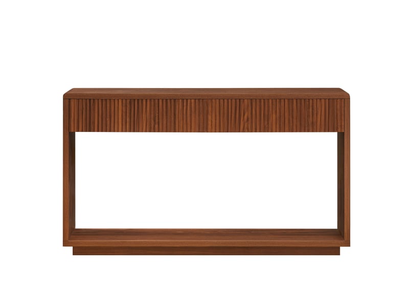  Console d’entrée 150x35x85 cm avec 2 tiroirs et niche ouverte, noyer  - Conforama D