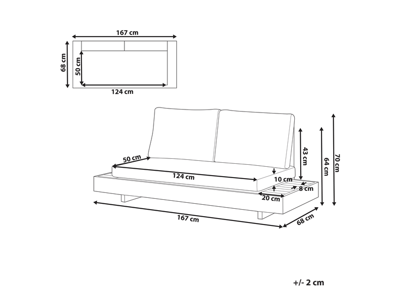  Canapé de jardin 2 places marettimo bois d'acacia certifié beige  - Conforama C