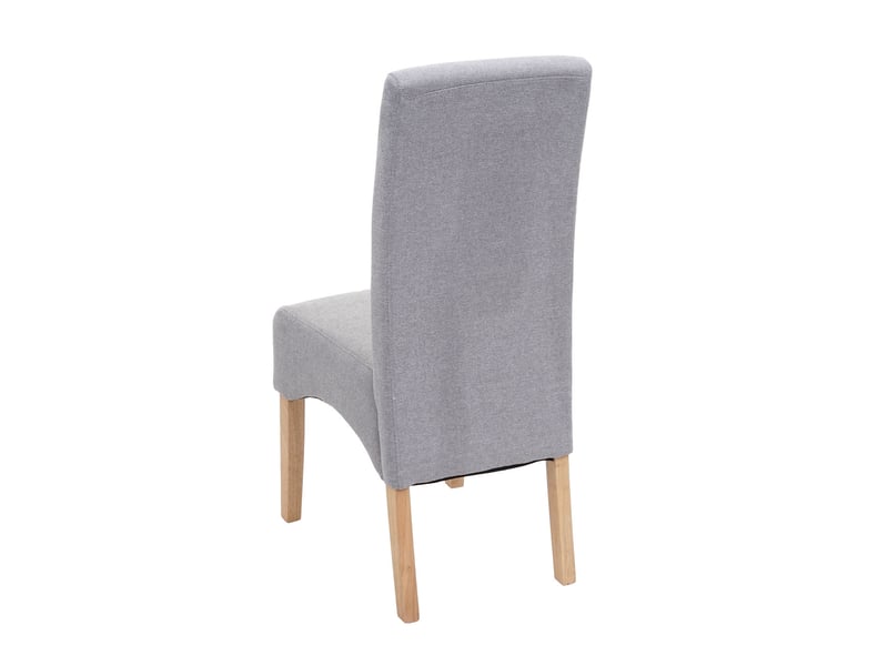  Lot de 2 chaises de salle à manger dossier haut assise rembourrée et formes arrondies tissu gris clair et bois d’hévéa 04_0010860  - Conforama D