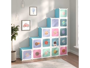 Armoire de rangement pour enfants avec 15 cubes bleu pp