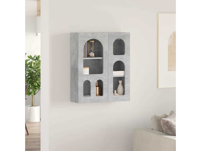  Armoire suspendue, meuble de rangement elst gris béton 59x20x71,5 cm  - Conforama D