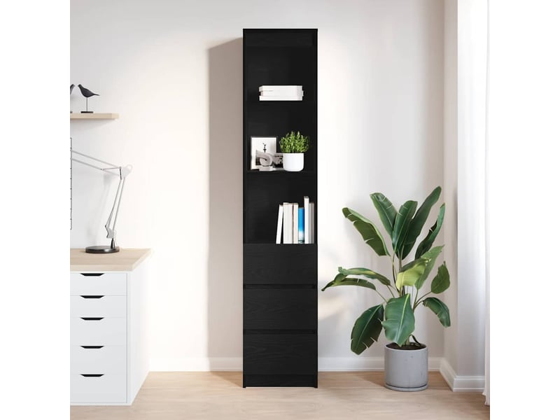  Buffet haut - bahut - meuble de rangement chêne noir 37,5x35x180 cm bois d'ingénierie  - Conforama C