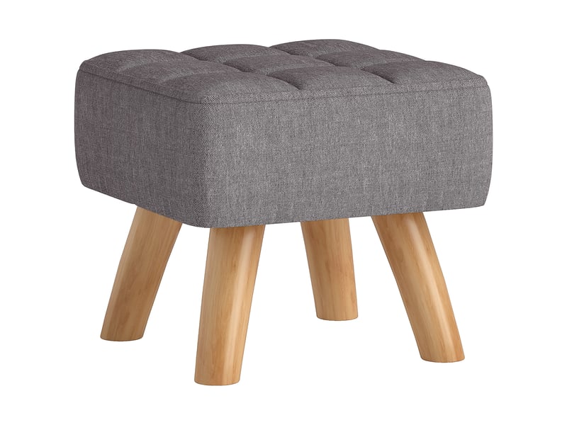  Repose pied salon ottoman siège rembourré en tissu avec pieds en bois gris 27 x 27 x 26 cm  - Conforama B
