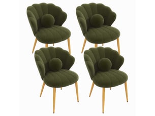 Lot de 4 chaises de salle à manger - 60x62,5x83 cm - chaises en tissu bouclé avec coussin et pieds en métal doré - vert