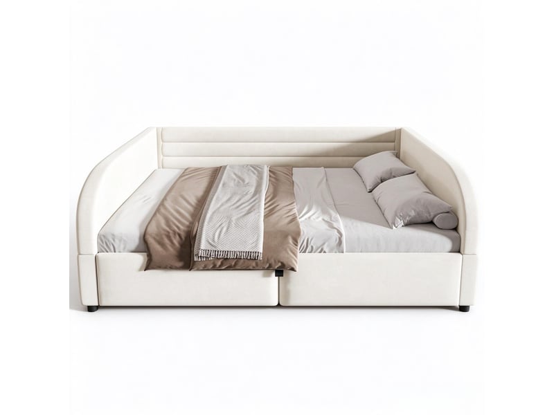 Lit coffre 140x200 avec éclairage led et rangement hydraulique, beige - Conforama A
