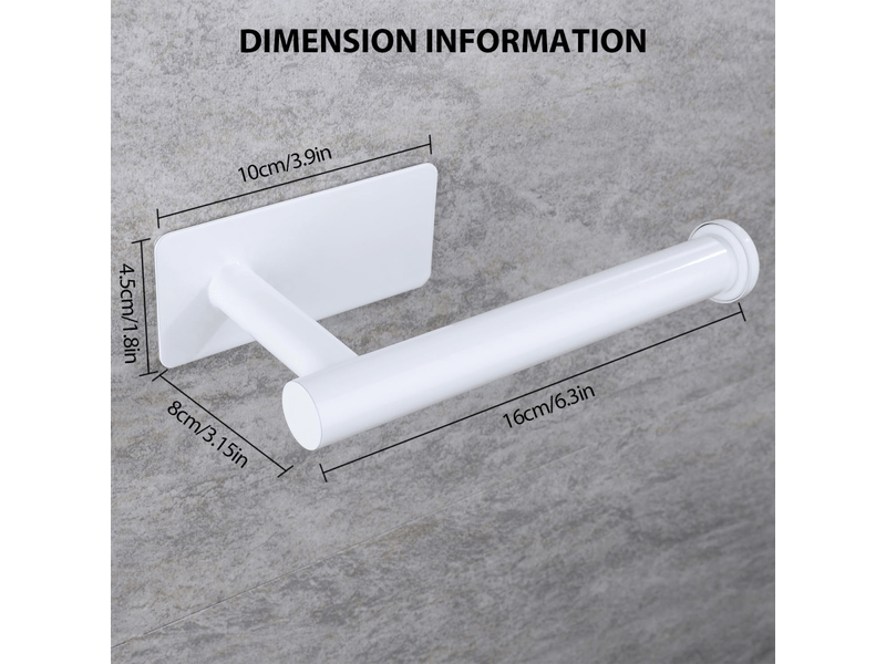 Porte-papier toilette en acier inoxydable, sans perçage, adapté à la salle de bain et à la cuisine, carré blanc - Conforama D