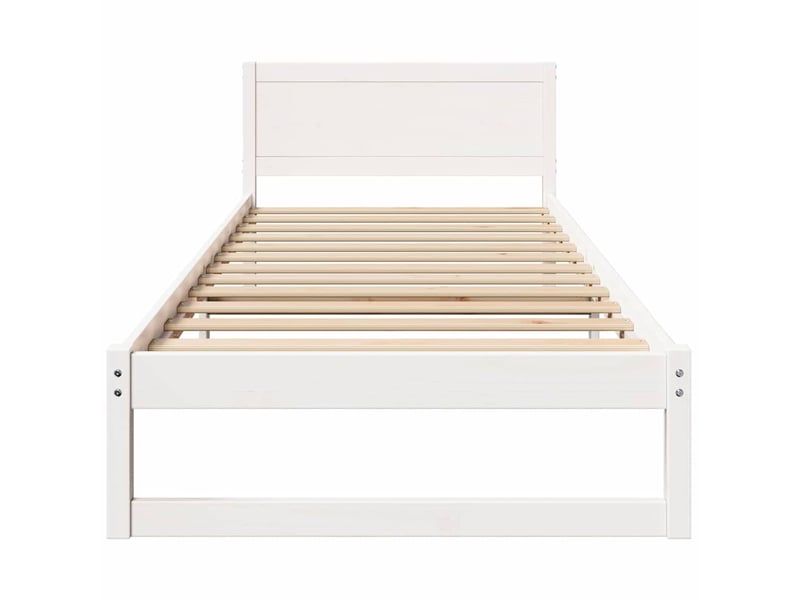  Lit simple- lit adulte -  cadre de lit avec tête de lit blanc 90 x 190 cm pin massif  - Conforama D