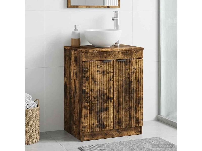  Armoire de salle de bain, meuble de rangement chêne fumé 54x41x70 cm shl4347  - Conforama B