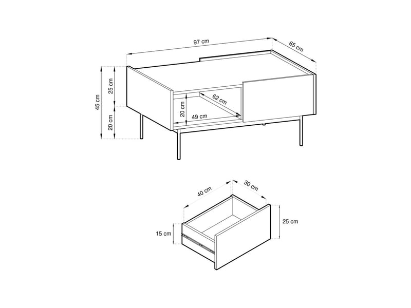  Table basse vivaro 2 tiroirs en bois - beige VIVARO - Conforama E