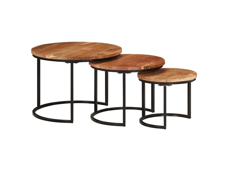  Tables gigognes 3 pcs | table de salon bois massif d'acacia  - Conforama A