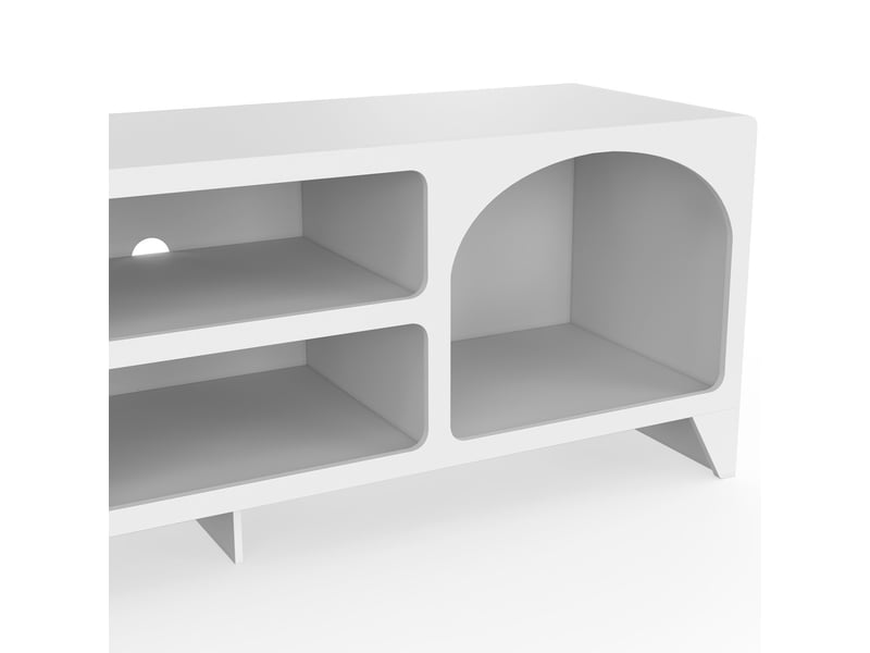  Meuble tv 140 cm organique alesia 6 niches bois blanc  - Conforama E