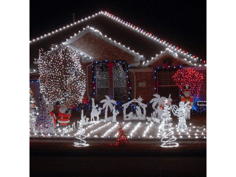  22m 200 led solaires, fil cuivre, étanches. Décoration jardin, camping, mur, fête. Blanc, lumineux et écologique pour extérieur.  - Conforama D