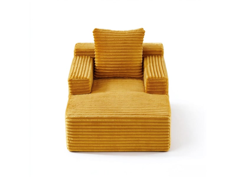  Canapé sans armature méridienne moderne en velours côtelé jaune 1 place  - Conforama A