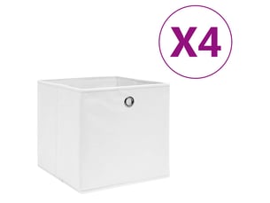 Boîtes de rangement 4 pcs tissu intissé 28x28x28 cm blanc