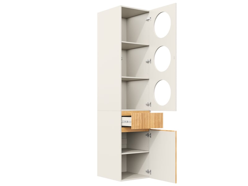 Armoire penderie 45 x 50 x 202 cm gris clair et naturel mdf et panneaux de particules, 2 portes et 1 tiroir - Conforama D