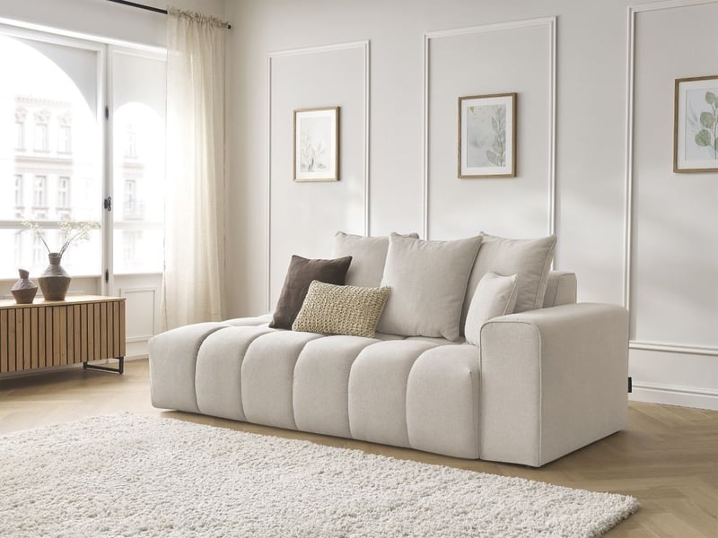  Bobochic canapé droit fixe mont-blanc tissu chiné beige  accoudoir droit MONT-BLANC - Conforama B