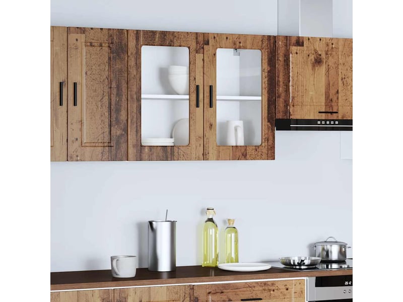 Armoire murale de cuisine avec porte en verre porto vieux bois shl8017 - Conforama B