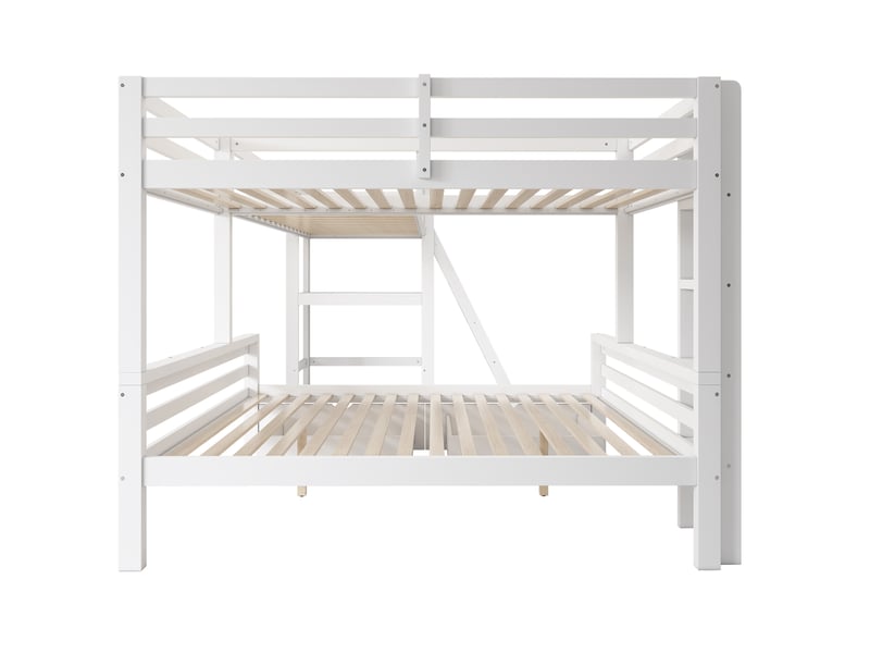 Lit mezzanine enfant 140x200 cm et 2x90x200 cm avec bureau, étagère et tiroirs blanc - Conforama E