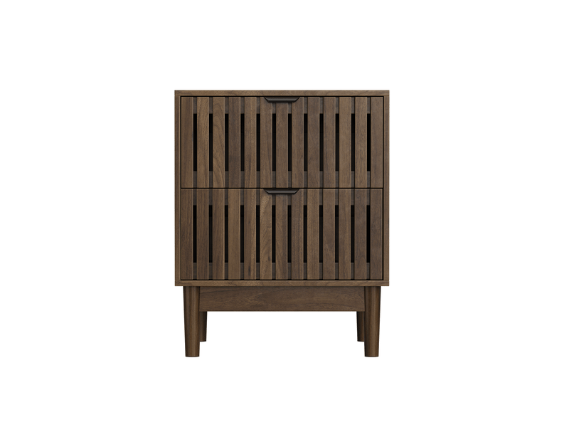  Table de chevet 45x39x56,5 cm à 2 tiroirs décor noyer  - Conforama A