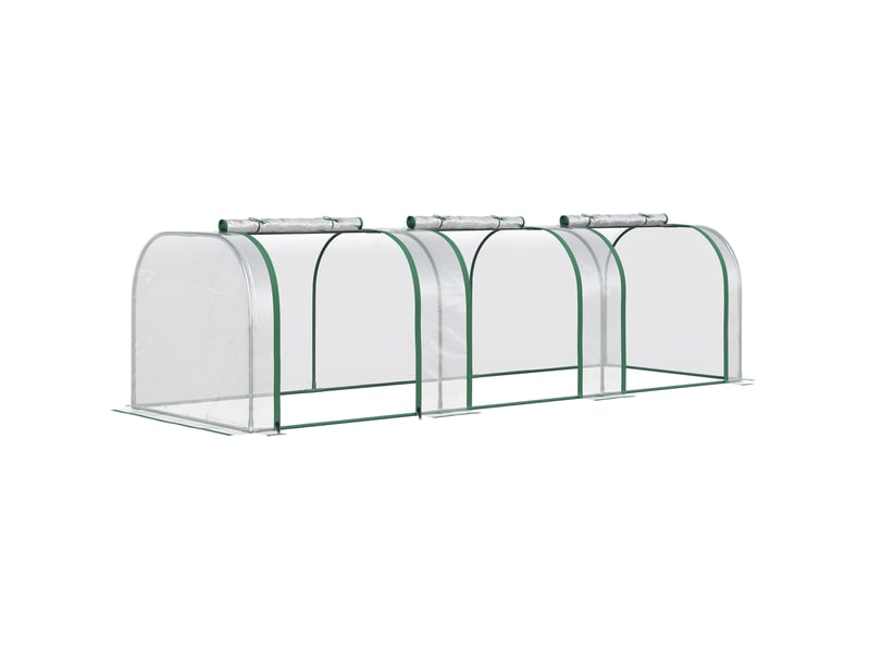  Serre tunnel de jardin transparente 295 x 100 x 80 cm en acier avec film pvc et 3 fenêtres pour vos cultures  - Conforama A