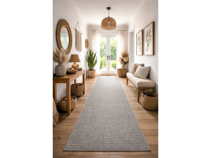 Tapis de couloir casablanca loop gris clair, bouclé, doux 100cm 100x930 cm  - Conforama C