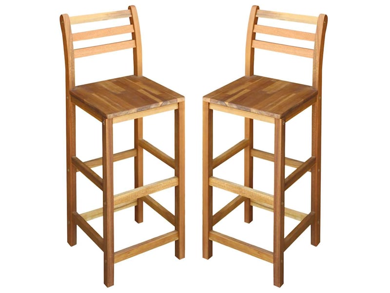  Lot de 2 tabourets de bar bois d'acacia massif  - Conforama A