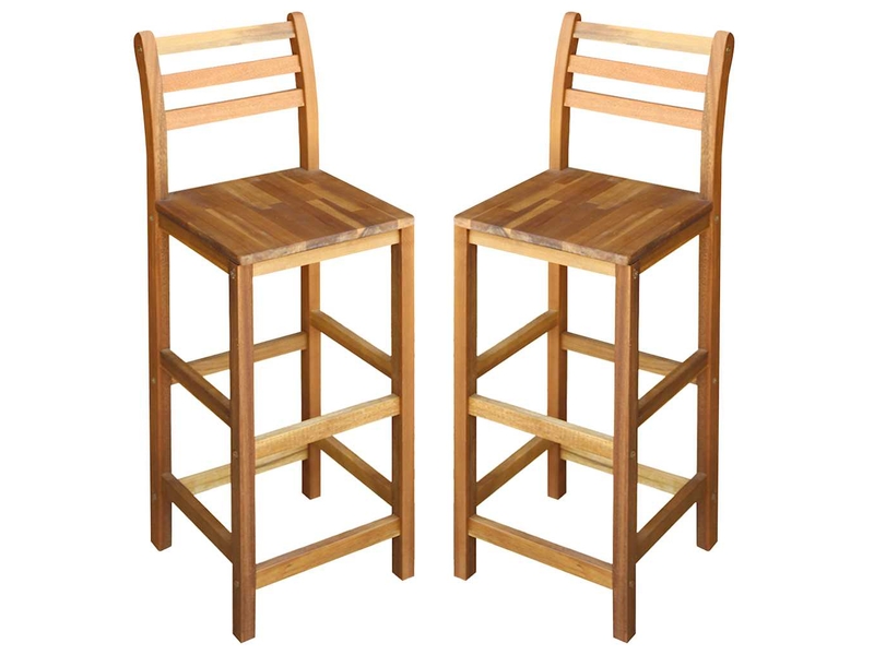  Lot de 2 tabourets de bar bois d'acacia massif  - Conforama A