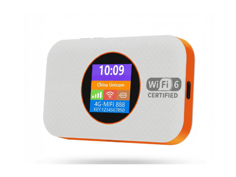  Routeur 4g lte mobile wifi 6 300 mbps – hotspot portable de poche batterie 3000 mah autonomie 10h, écran lcd couleur, 10 appareils connectés europe et asie – blanc et orange  - Conforama A