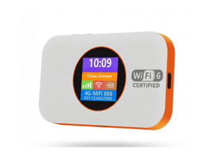 Routeur 4g lte mobile wifi 6 300 mbps – hotspot portable de poche batterie 3000 mah autonomie 10h, écran lcd couleur, 10 appareils connectés europe et asie – blanc et orange