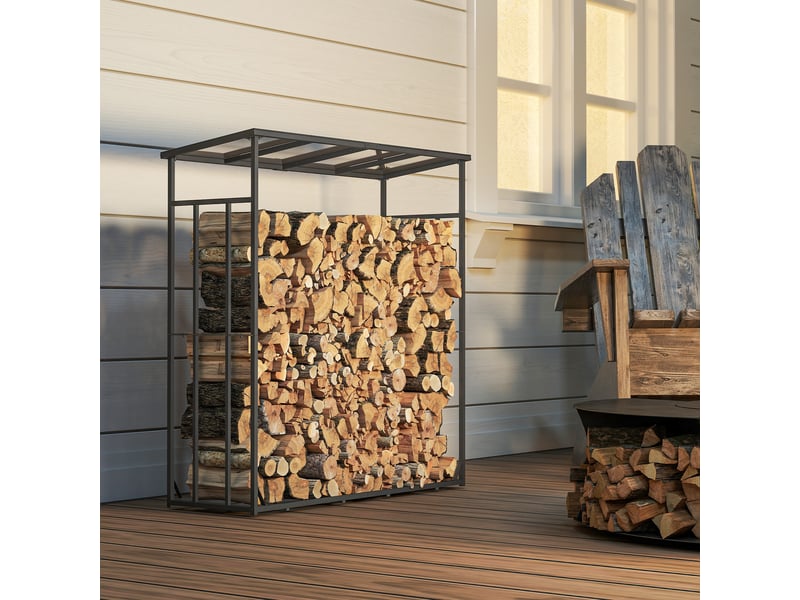  Abri-bûches extérieur avec protection imperméable, 1,7 m³, 185 x 62 x 184 cm, noir  - Conforama C