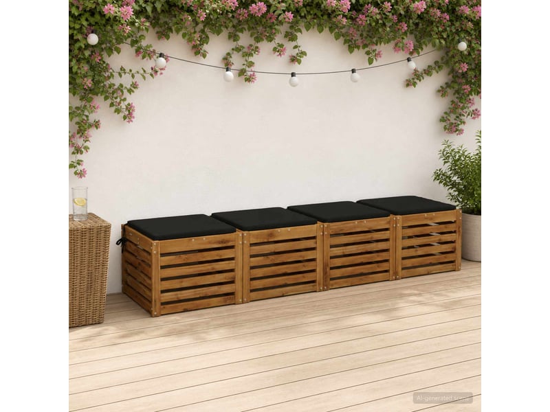  Lot de 4 coussins de siège, coussins d'assise soest 100 % polyester noir cf60460  - Conforama B