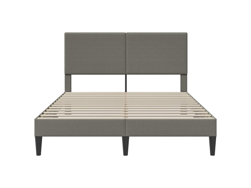 Lit double- lit adulte - cadre de lit gris clair 140 x 200 cm tissu en velours côtelé - Conforama C