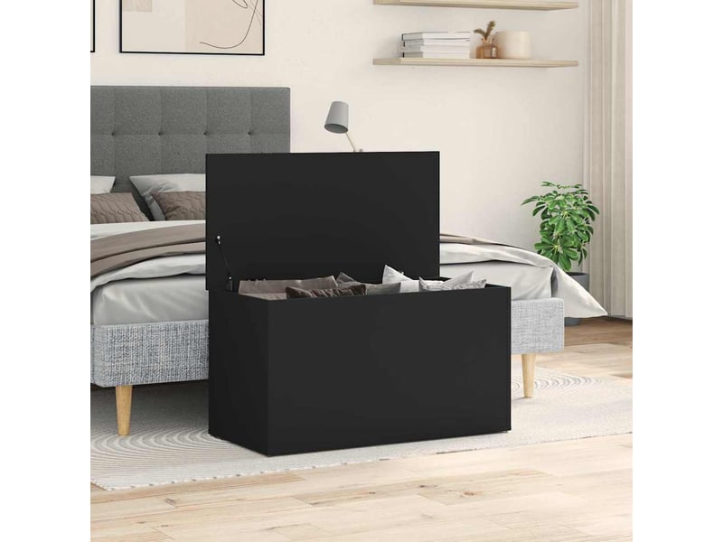  Coffre de rangement, boîte de rangement de rangement noir 84x42x46 cm bois d'ingénierie  - Conforama C