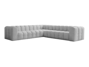 Canapé d'angle réversible fixe LOUNGITUDE MILOE 6 places Tissu Gris clair