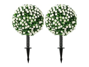 Boules de roses artificielles, résistantes aux uv pour une utilisation extérieure, lot de 2 rosiers, 55 cm, blanches