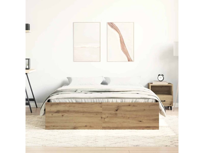  Lit double- lit adulte -  cadre de lit sans matelas chêne artisanal 120x190 cm  - Conforama B