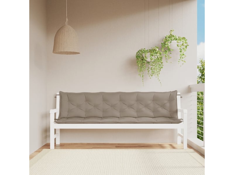  Lot de 2 coussins de banc jardin, coussins d'assise taupe 200x50x7 cm tissu oxford cf58744  - Conforama B