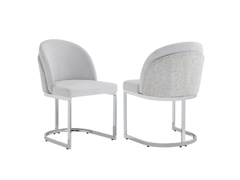  2 chaises d'appoint gris clair et argent, confortables et respirantes, style moderne, idéales pour restaurants, salons, cafés et autres lieux  - Conforama A