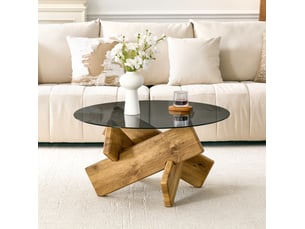 Table basse rond(e) coloris bois clair HOMVRA  - 79 cmx79 cm