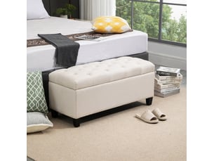 Banc coffre 100x40x44 cm, banc de lit moderne, pieds antidérapants, meuble chambre et salon, polyester et métal, blanc