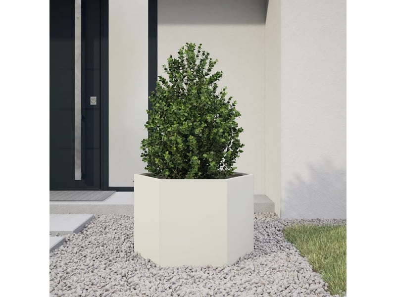  Jardinière - bac à fleurs blanc hexagone 69x60x45 cm acier  - Conforama B