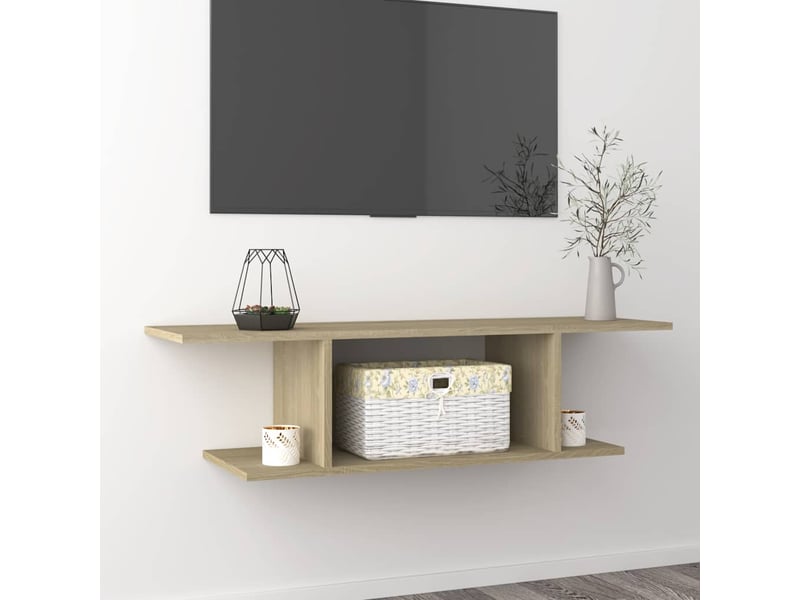  Meuble tv - banc tv - meuble de rangement mural chêne sonoma 103x30x26,5 cm  - Conforama B