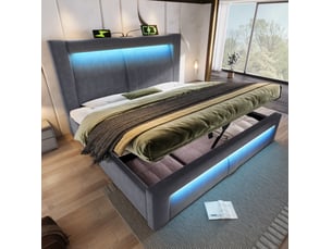 Lit coffre 160x200 cm HOMVRA   coloris gris