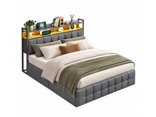Lit coffre 140x200 cm LYCHOEEY   coloris gris