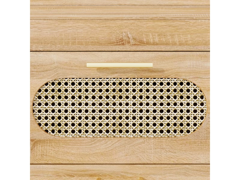 Table bar 203x39x90 cm naturel mdf et métal, 6 tiroirs, rangement avec plateau pivotant - Conforama E
